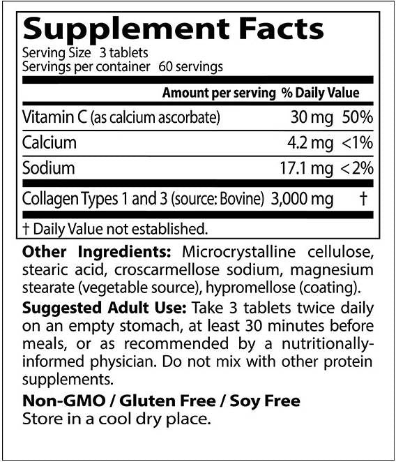 Meilleurs types de collagène 1 et 3/1000 mg - 180 comprimés