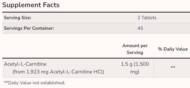 Acétyl L-carnitine 750 mg - 90 comprimés
