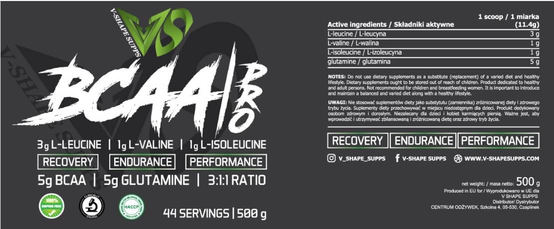 BCAA Pro 3: 1: 1 + L-glutamine - 300 grammes