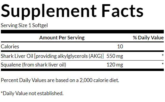 Huile de foie de requin 550 mg 60 capsules de gel