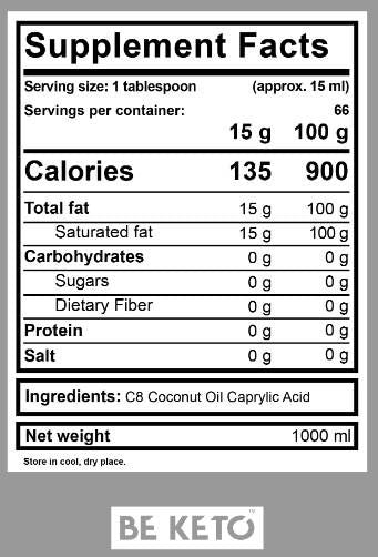 Liquide d'huile MCT C8 + C10 - 100 ml