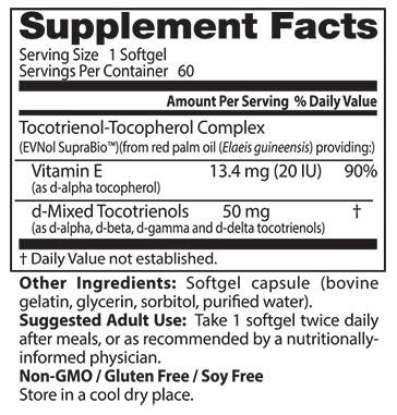 Meilleur complexe Tocotrienols/Vitamine E 50 mg - 60 capsules de gel