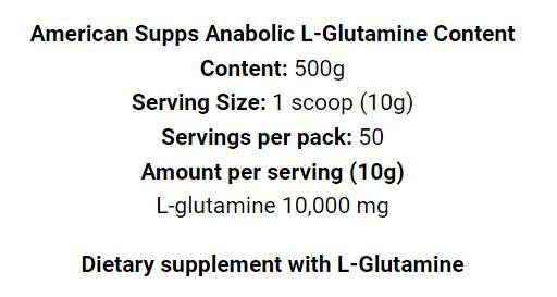 L-glutamine anabolique - 500 grammes
