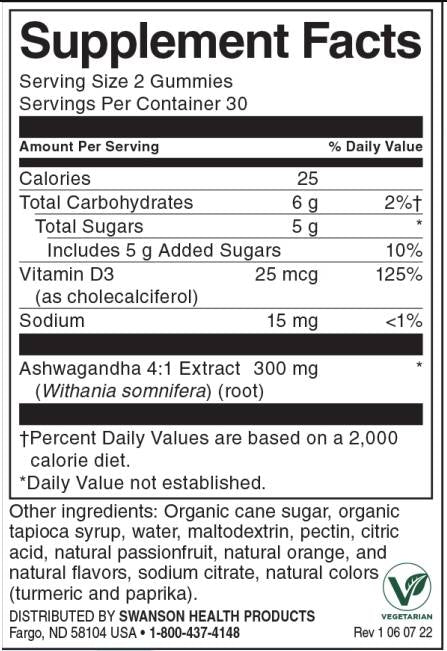 Gummies Ashwagandha avec de la vitamine D | Passion Fruit Orange 60 tablettes à croquer