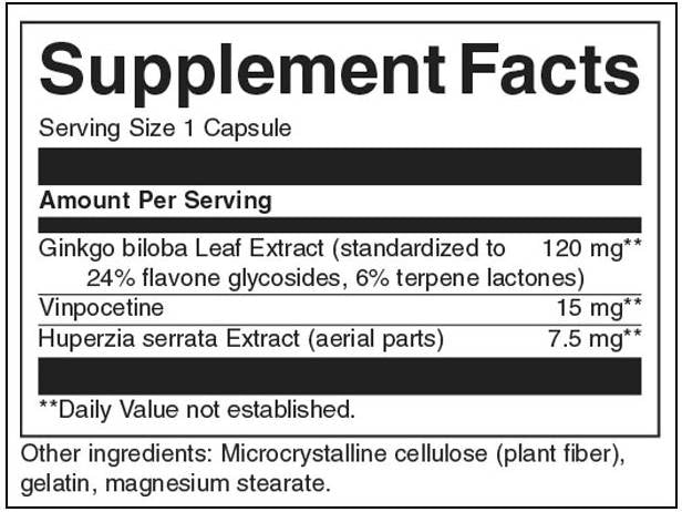 Complexe de mémoire d'extrait à base de plantes 142,5 mg - 60 capsules