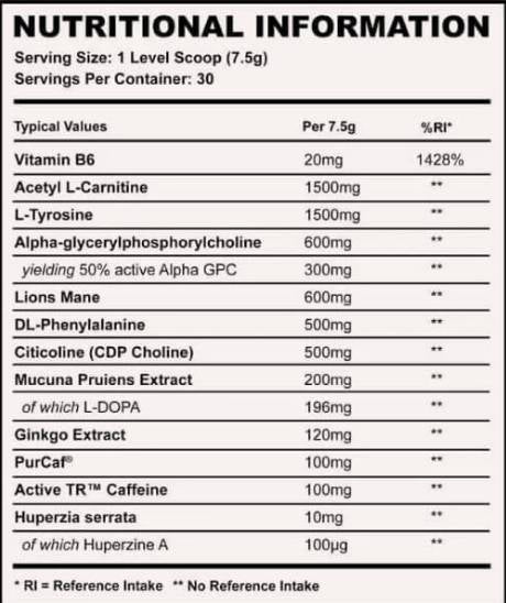 Pre Focus + | avec des stimulants et des nootropes - 225 grammes