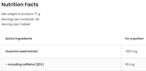 Comprimés de guarana 90