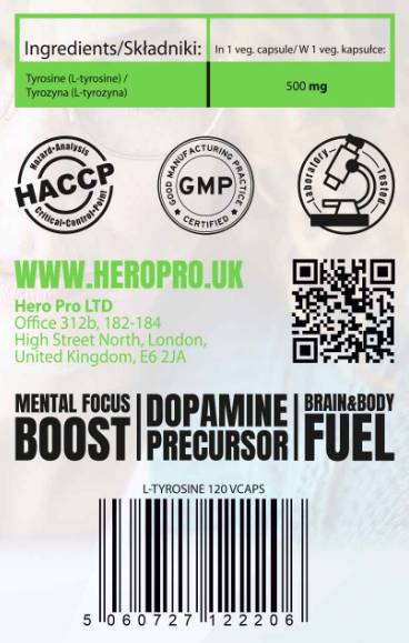 L-Tyrosine 500 mg - 120 capsules