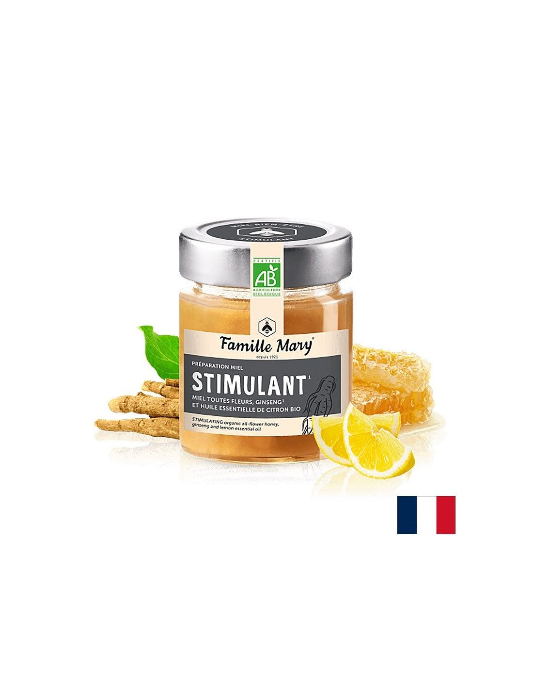 Miel coloré au gingembre et aux huiles essentielles au citron, 170 g