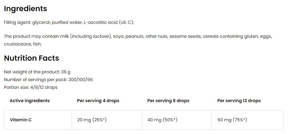 Drops de vitamine C | pour les enfants 30 ml
