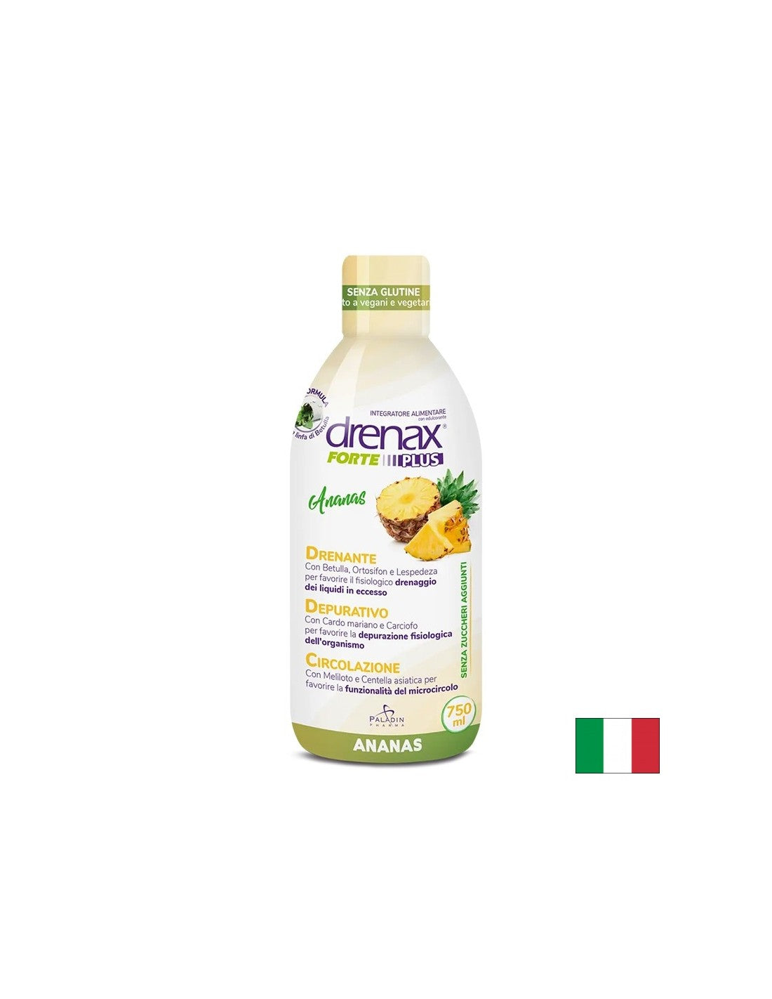 Formule de rétention anti-fluide avec ananas - Drenax - Drenax® Forte plus - Diurétique à base de plantes, 750 ml, 25 doses