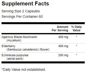 Elderberry/Agaricus/Echinacea 120 Capsules