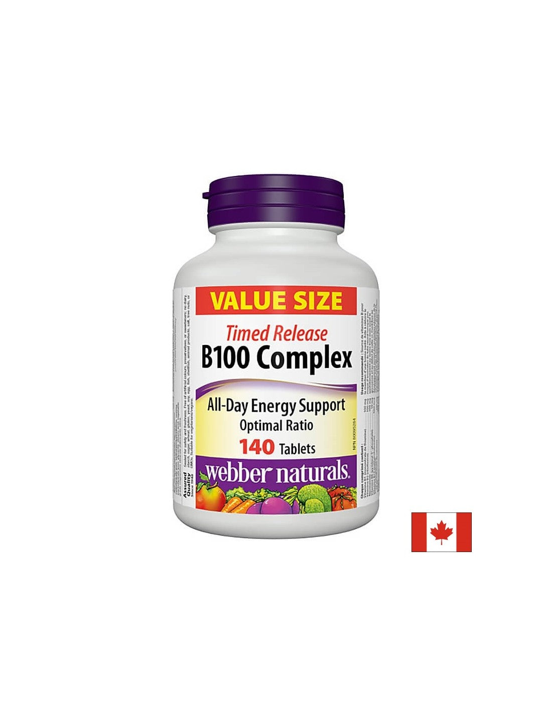Métabolisme énergétique, système nerveux, activité cardiaque - complexe de vitamine B100, 140 comprimés