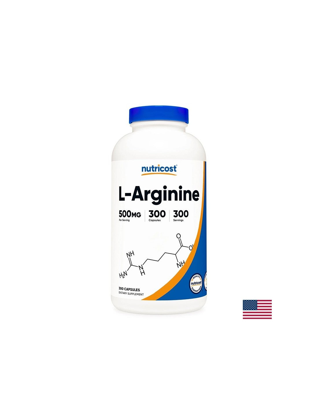 Masse énergétique et musculaire - L-arginine, 500 mg x 300 capsules