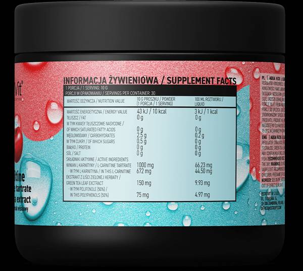 Aqua Kick/Hydratation Advanced avec L-Carnitine et thé vert - 300 grammes