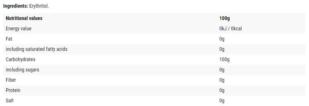 Érythritol/sucre sans sucre - 1000 grammes
