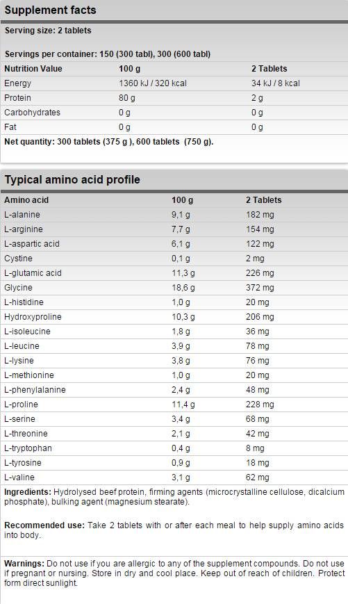 Xtreme boeuf amino - 300 comprimés