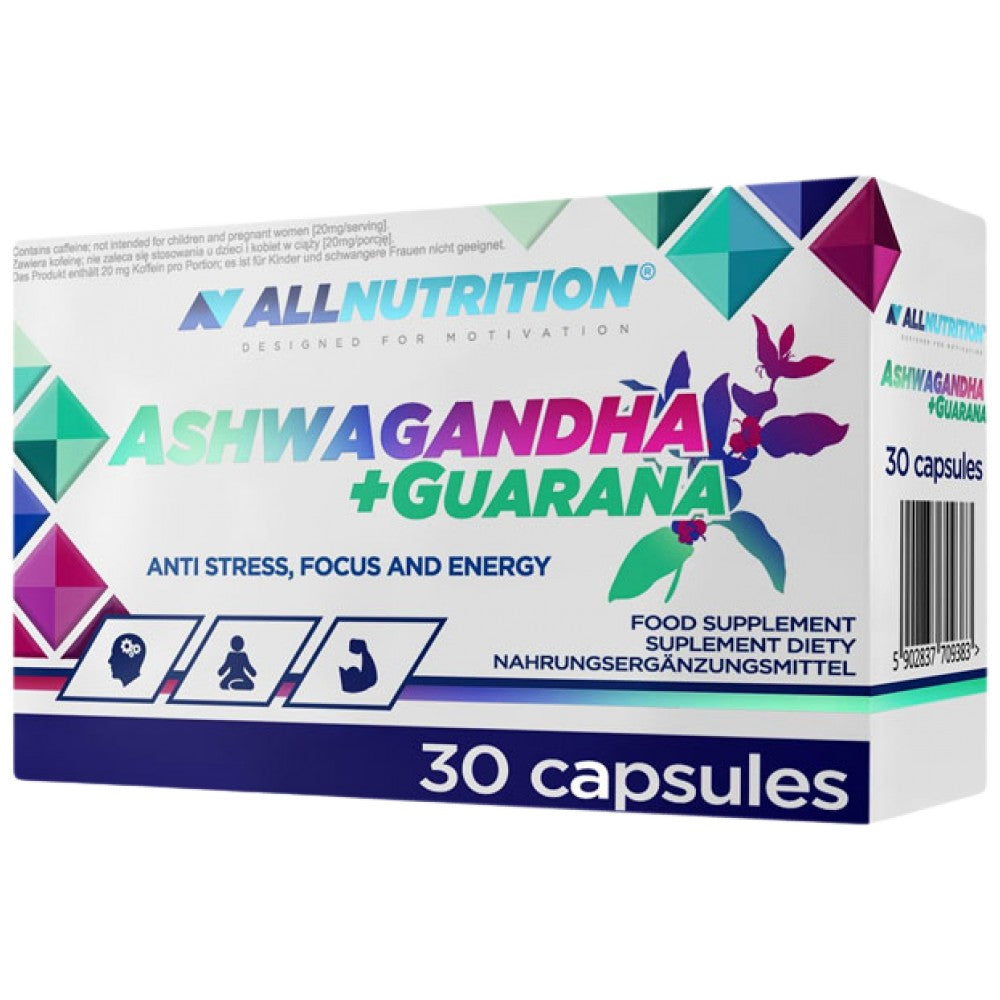 Ashwagandha + Guarana | Anti-stress, concentration et énergie - 30 capsules