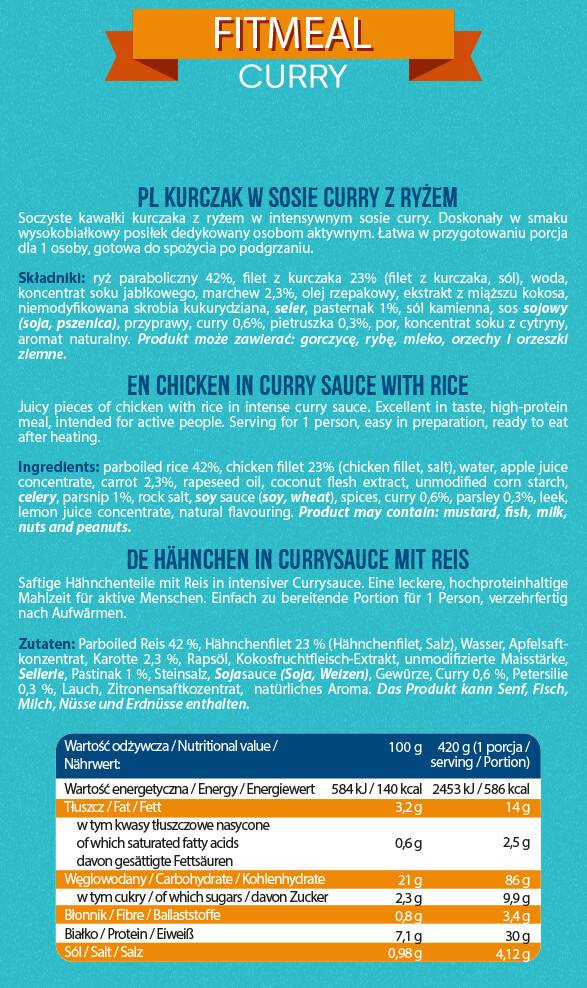 Fitmeal Curry | Read-to-eat High-Protein Meal - 420 grammes
