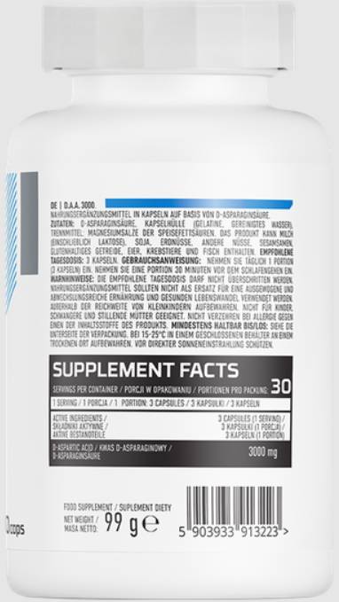 DAA 3000 | Capsules d'acide d-aspartique 90 capsules