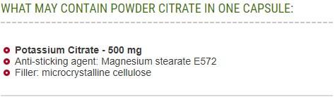 Citrate de potassium 500 mg 60 capsules
