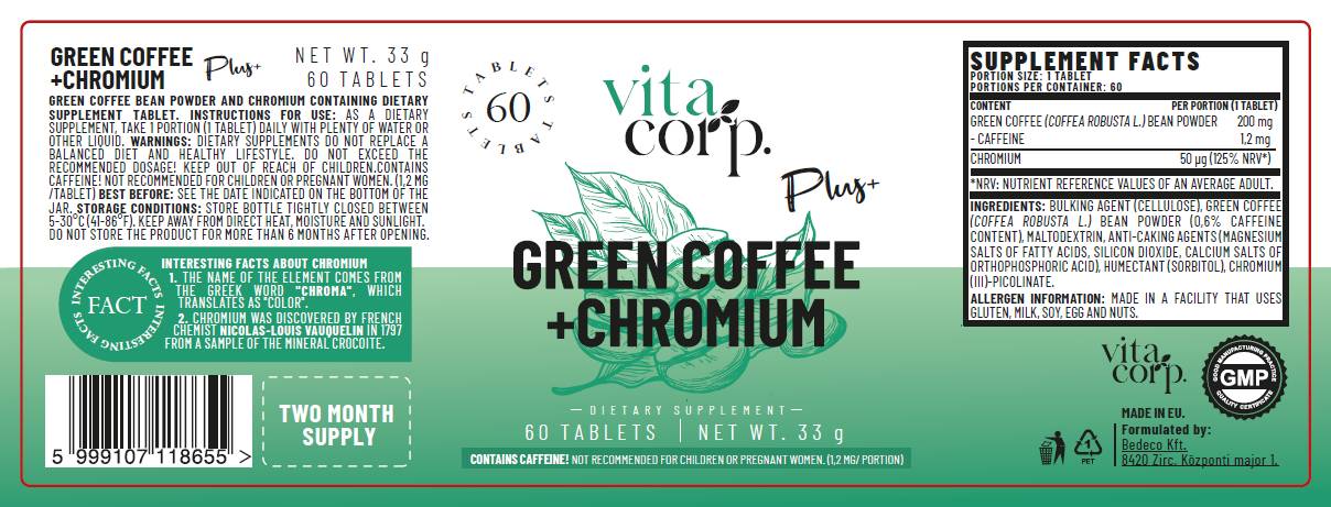 Café vert + chrome - 60 comprimés