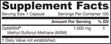 MSM SULFUR 1000 mg - 100 ка m'enсул
