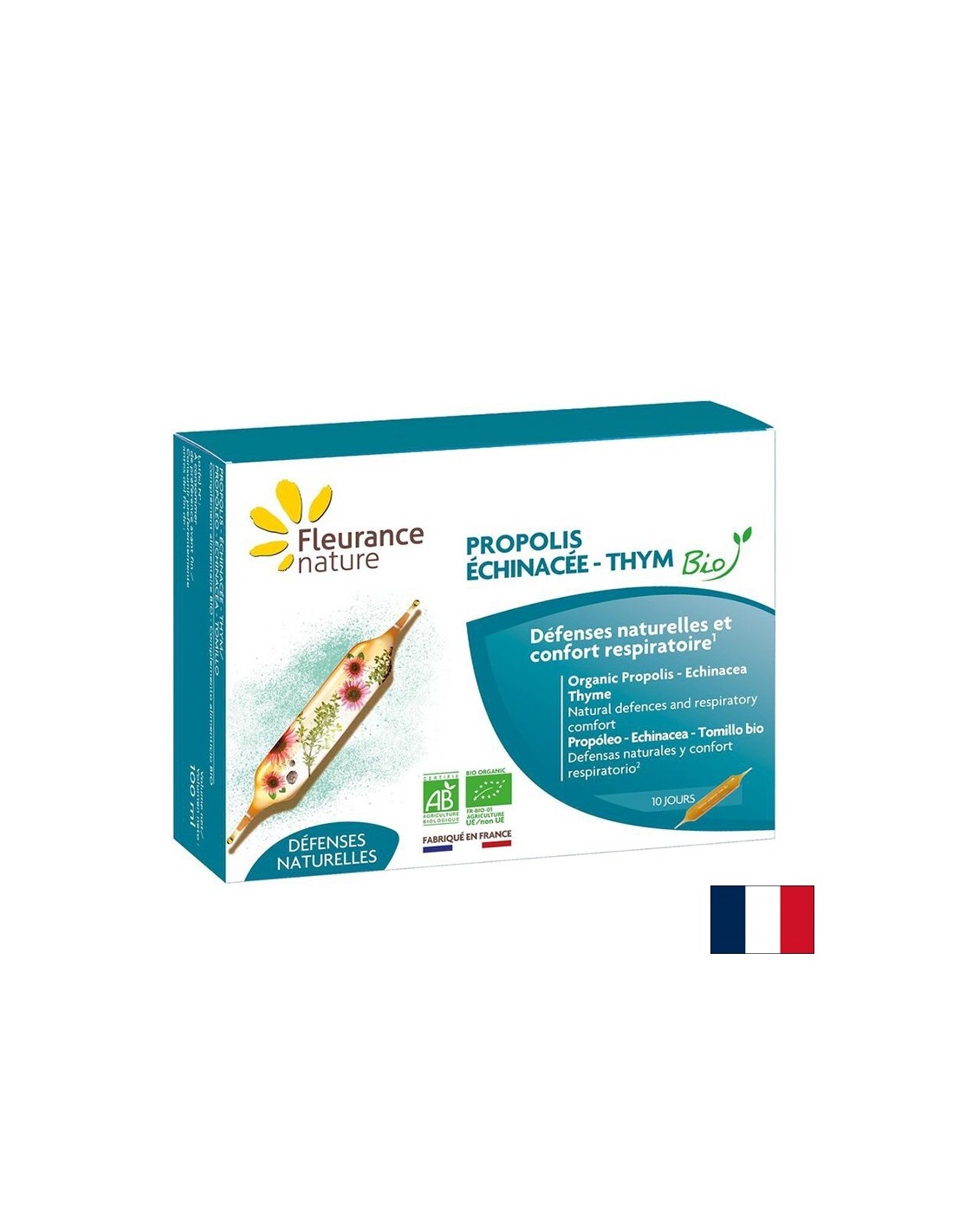 Systèmes immunitaires et respiratoires - propolis, échinacée, thym bio, 10 ampoules à boire