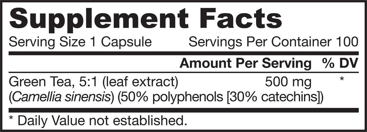 Thé vert 500 mg - 100 capsules
