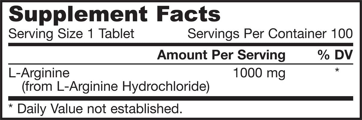 L-arginine 1000 mg - 100 comprimés