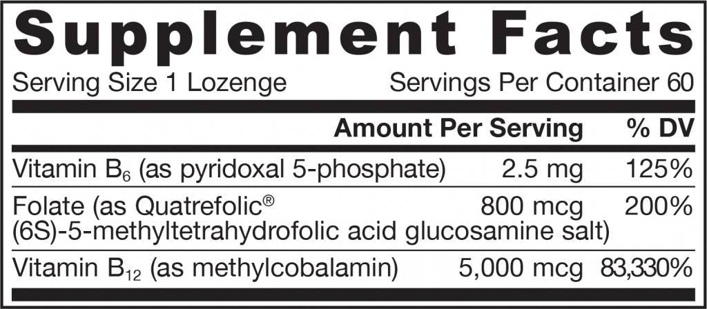 Méthyl B-12 5000 MCG et folate méthyle 800 mcg - 60 comprimés sublinguaux