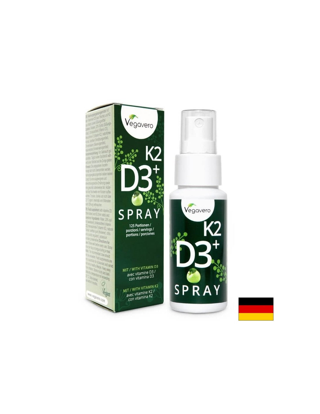 K2 + D3 Spray/Vitamine K2 + D3/pulvérisation orale, 25 ml, 125 doses, 100% végétalien