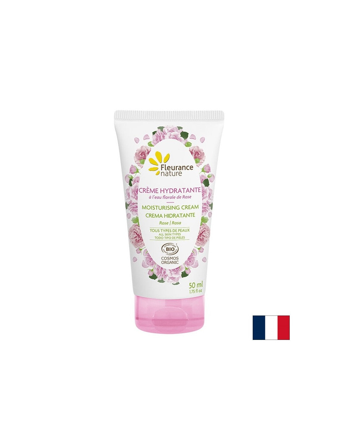 Crème de main hydratante avec de l'eau florale Rose Damascena, 50 ml