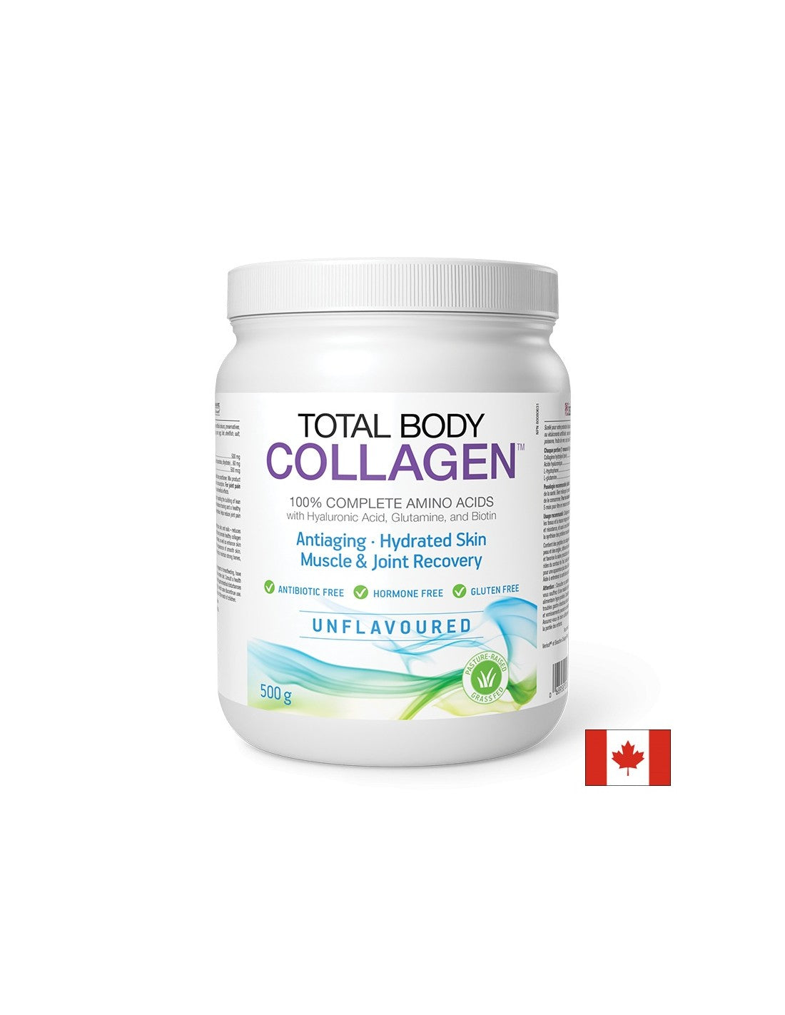 Hydrolyzed bovine collagen, with hyaluronic acid, glutamine and biotin - Total Body Collagen™, 500 g Natural Factors - Nutra Best Europe