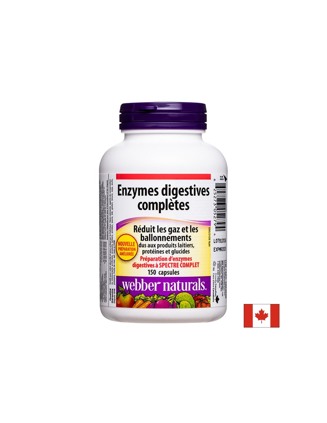 Enzymes digestives complètes digestives, 150 capsules