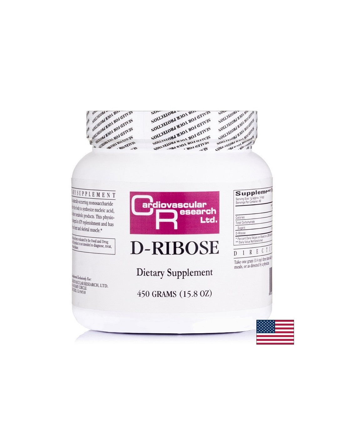 Santé cellulaire - D-ribose, 450 g de poudre