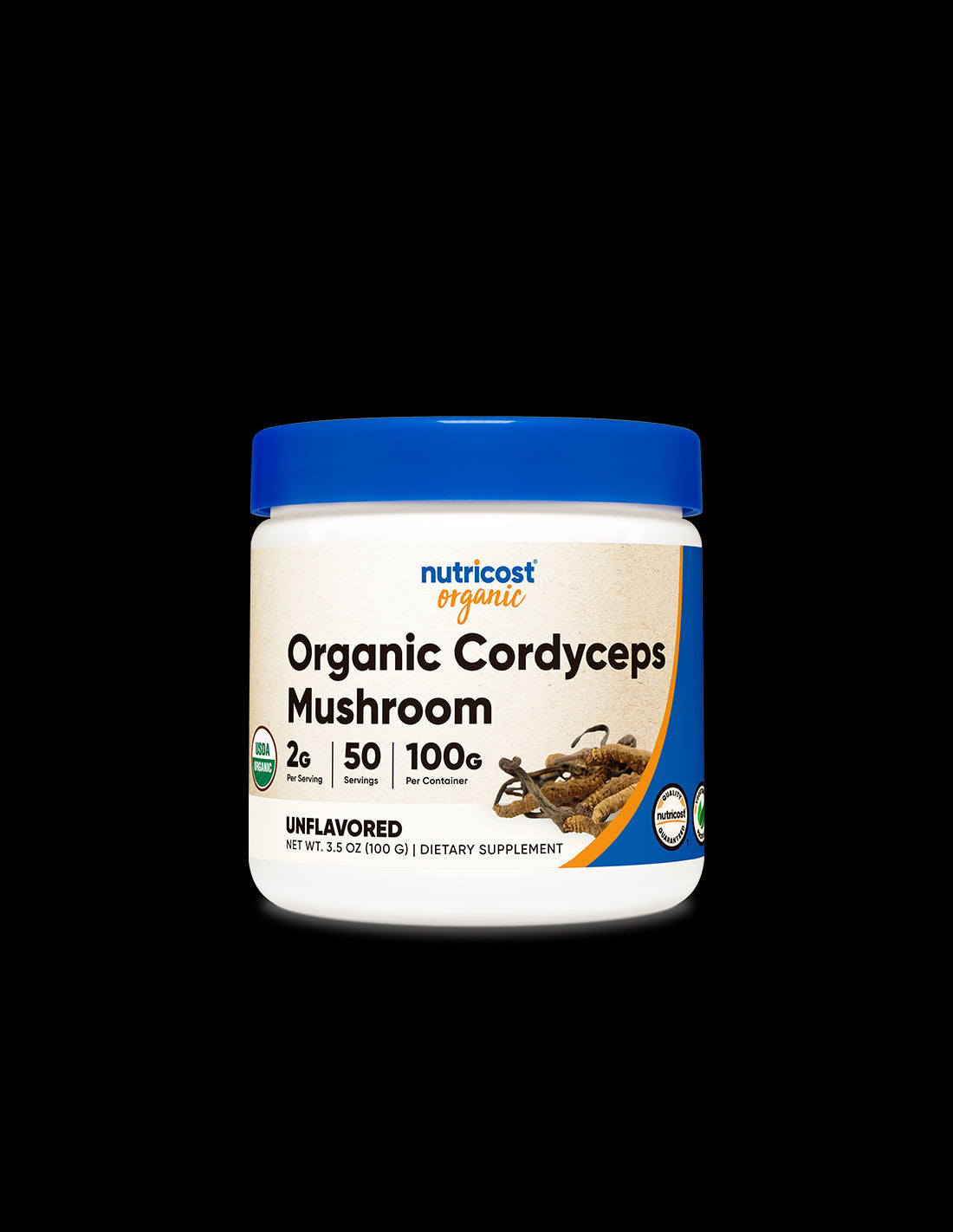 For fatigue and stress - Cordyceps Organic, 100 g, Nutricost powder - Nutra Best Europe