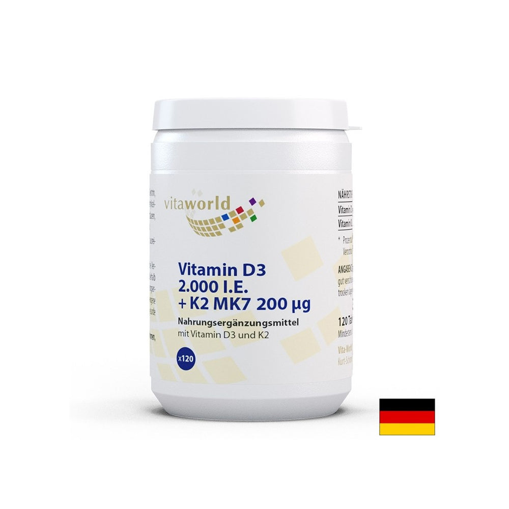 Système osseux - Vitamine D3 50 µg + K2 Mk7 200 µg, 120 comprimés