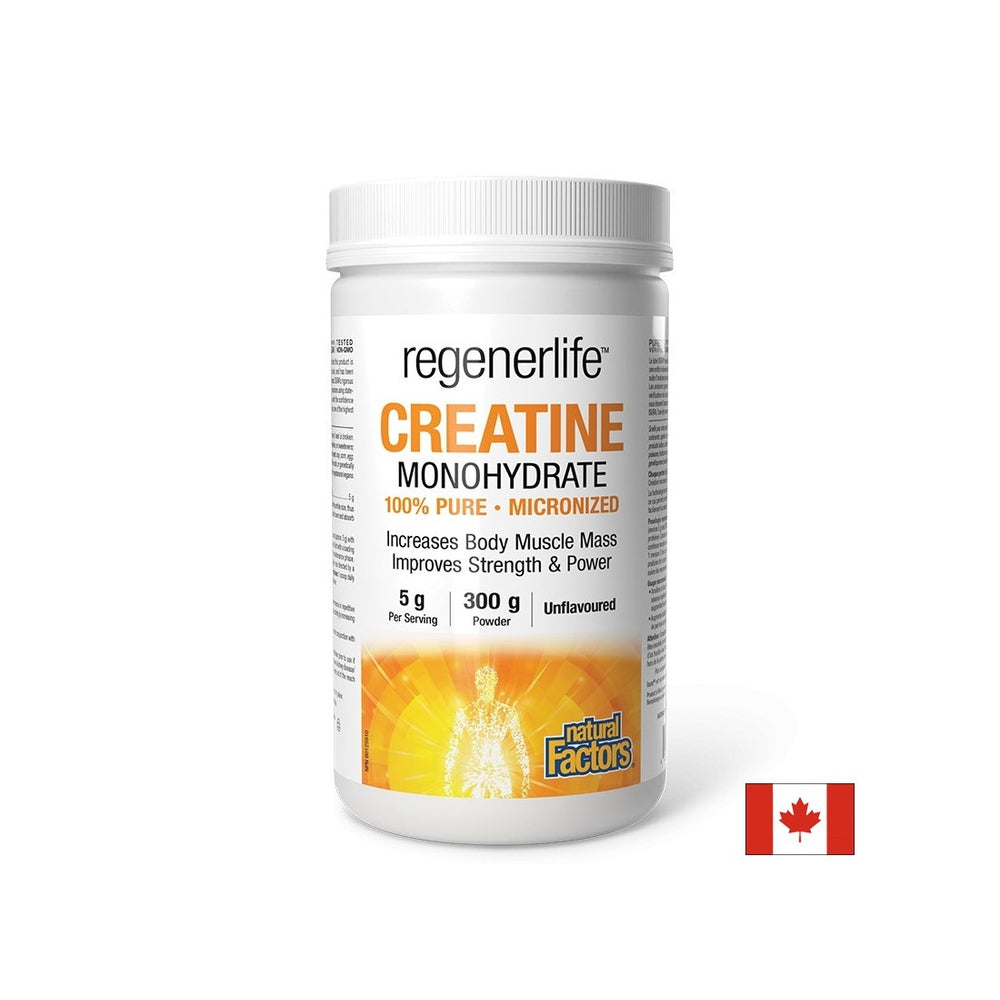 Créatine monohydrate (micronisé) RegenerLife ™ - force, endurance et performance musculaire, 5000 mg x 300 g de poudre