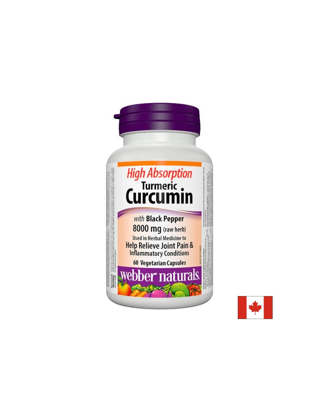 Curcuma au poivre noir - Anti-inflammatoire pour les infections et les problèmes articulaires, 60 capsules <tc>Webber Naturals</tc>