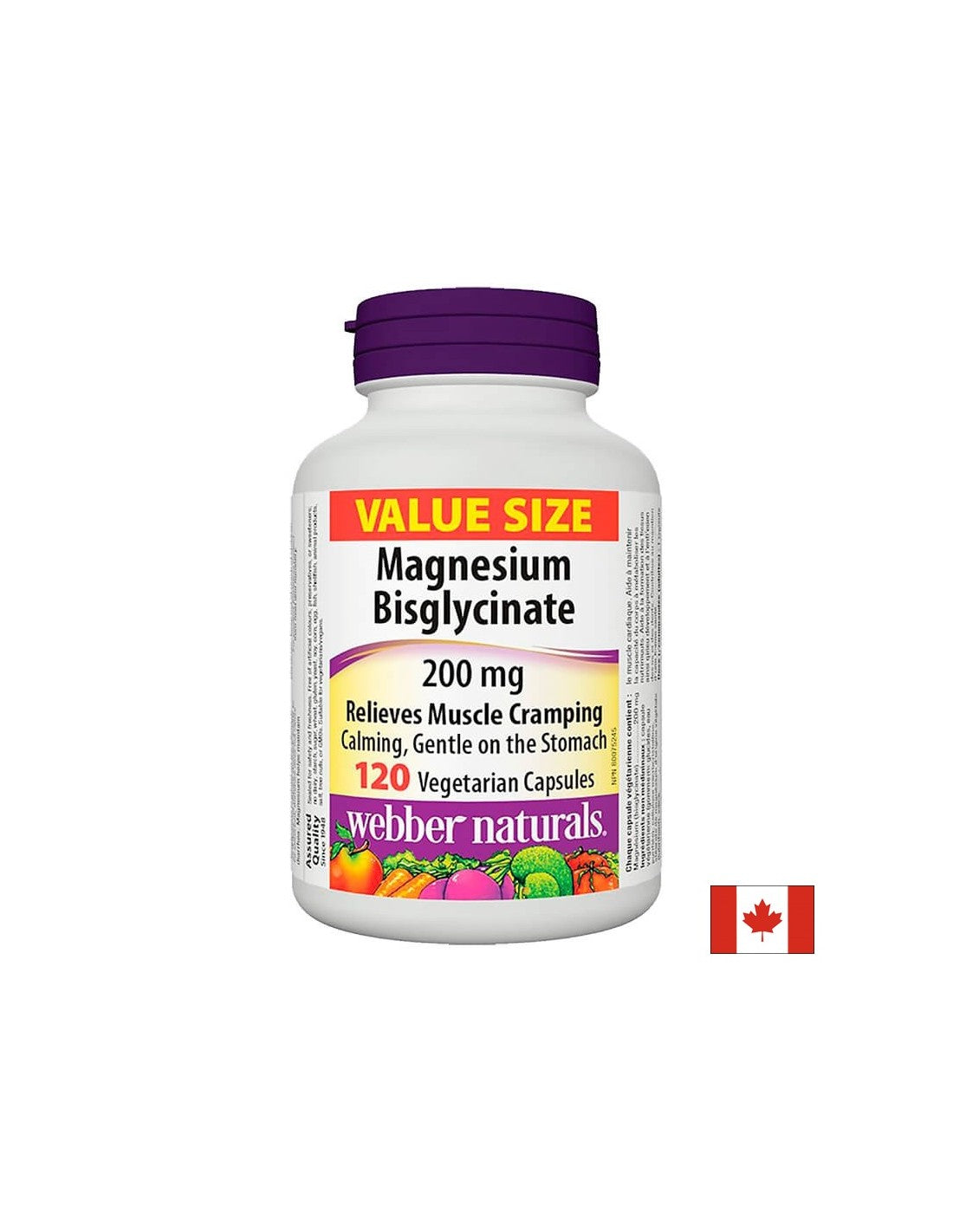 Magnésium (bisglycinate) - hautement absorbable, 200 mg, 120 capsules pour 4 mois d'admission