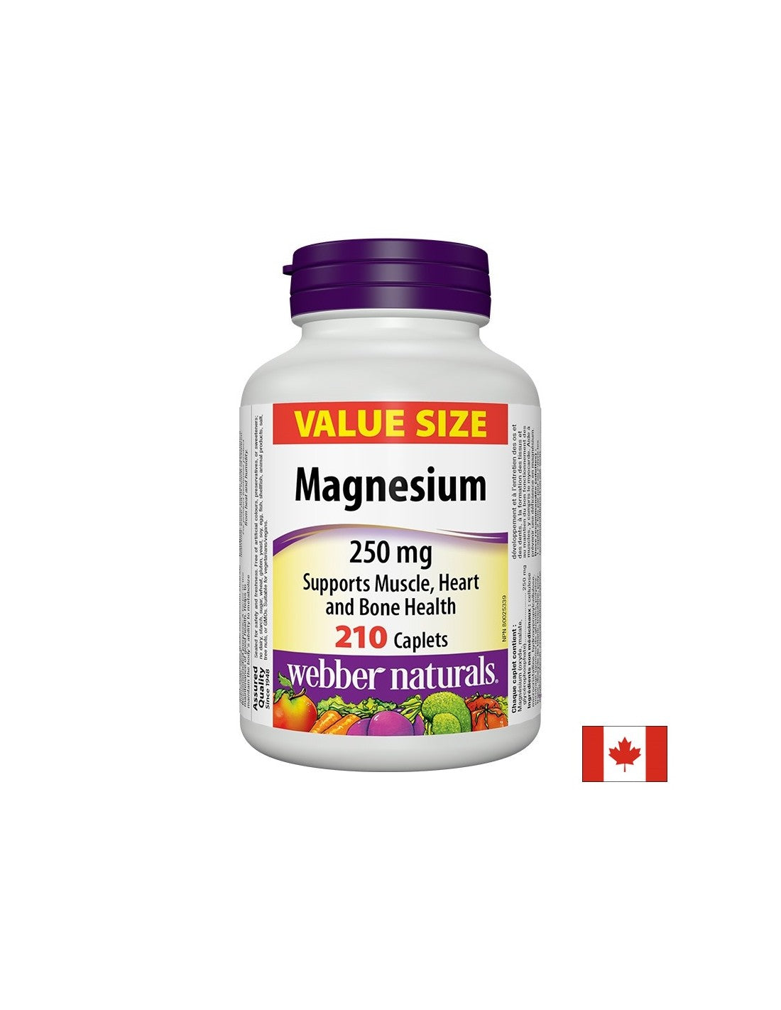 Magnésium - magnésium (oxyde, malate, glycérophosphate) 250 mg, 210 caplets