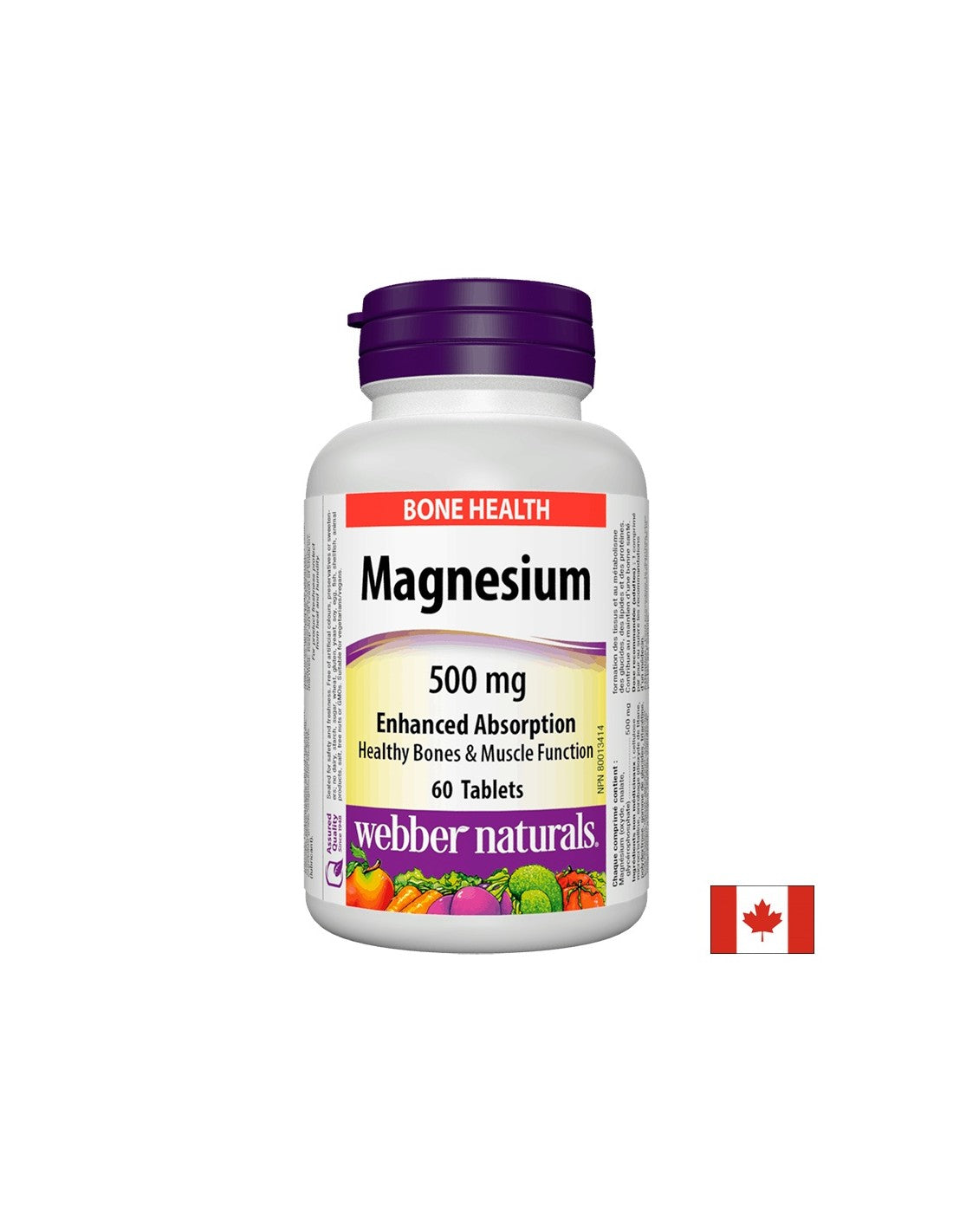 Magnésium 500 mg x 60 comprimés à absorption optimale <tc>Webber Naturals</tc>