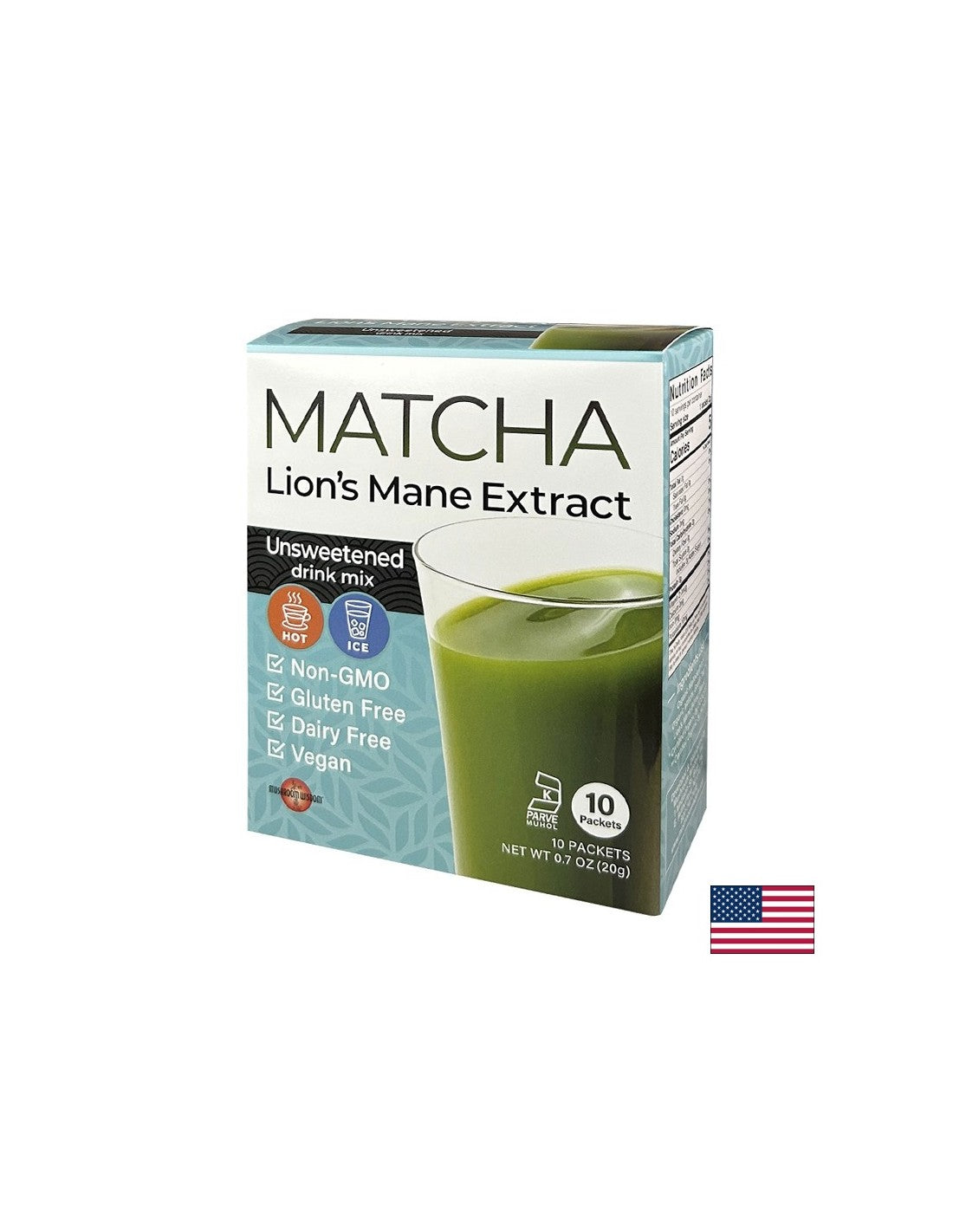 Matcha avec Lion's Mane Extract - Super Focus - Boost d'énergie et concentration - boisson instantanée, 10 sachets