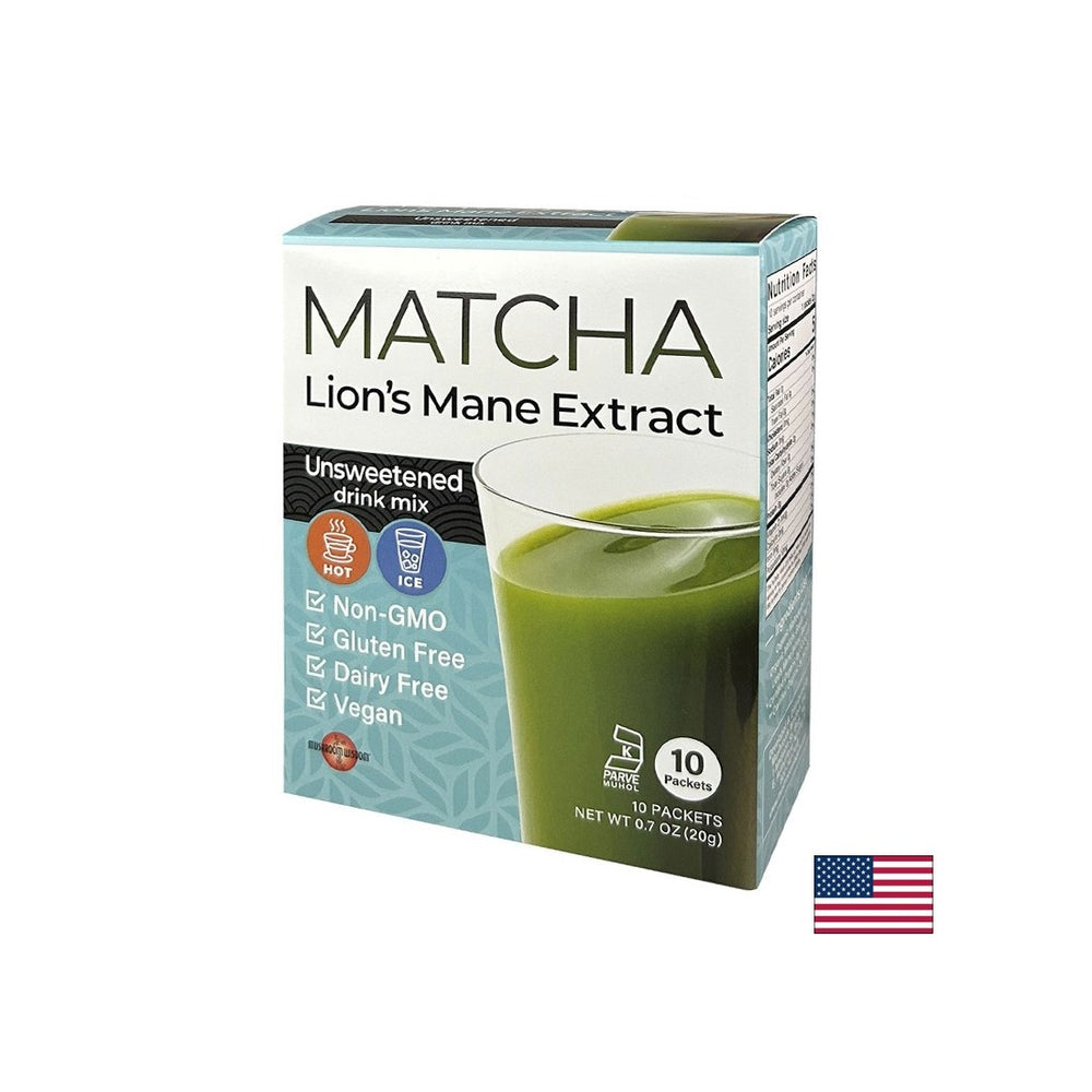 Matcha avec Lion's Mane Extract - Super Focus - Boost d'énergie et concentration - boisson instantanée, 10 sachets