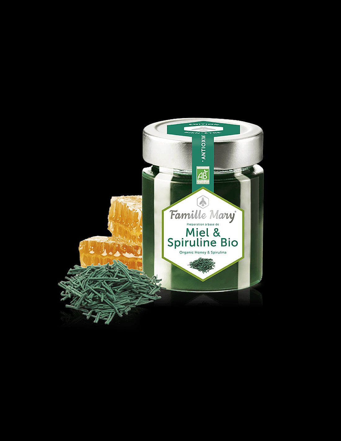 Miel & Spiruline Bio / Био акациев мед + спирулина, 170 g Famille Mary - Feel You