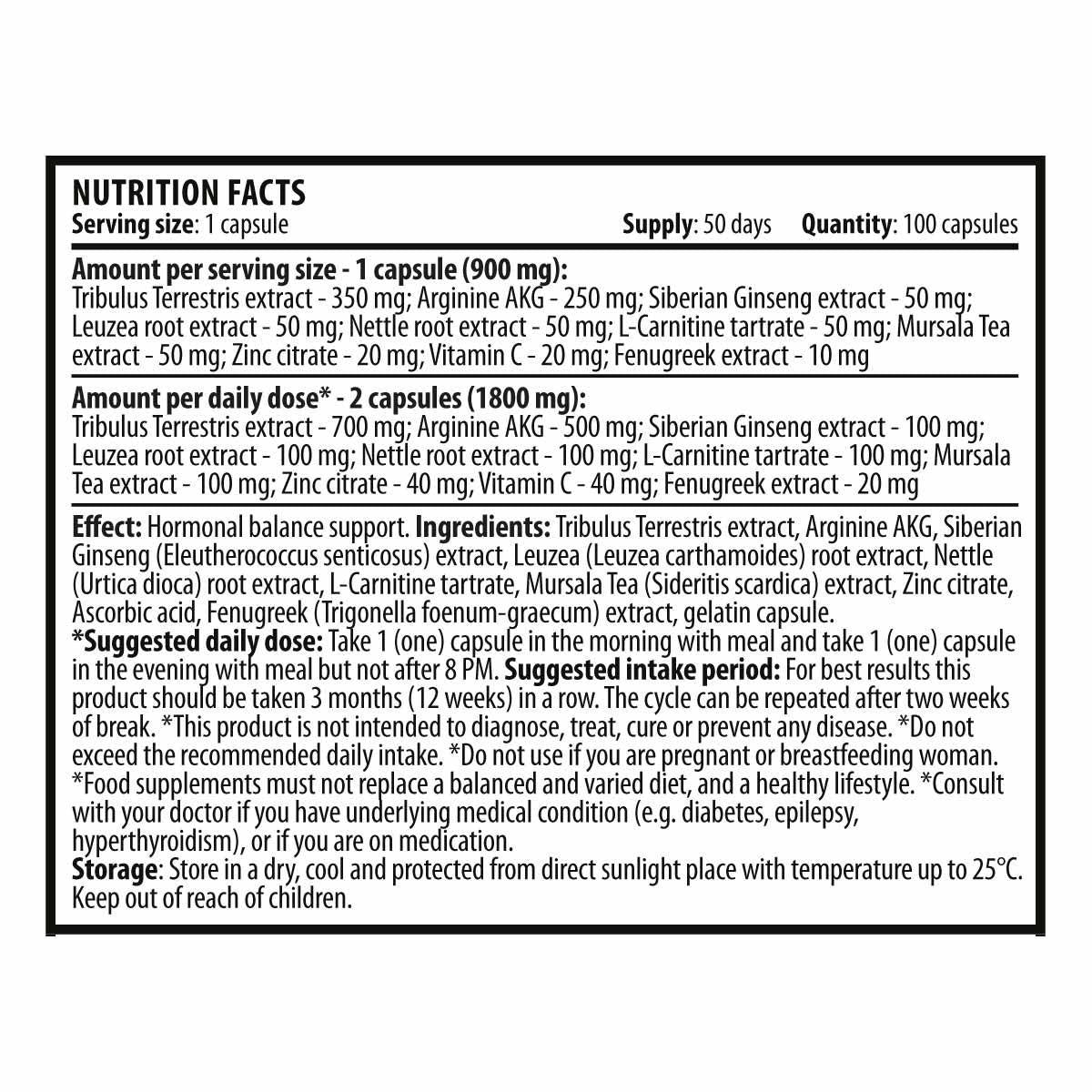 Testo militaire 900 mg - 100 capsules