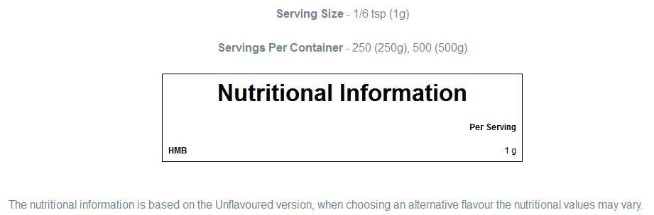 100% HMB acide aminé - 250 grammes