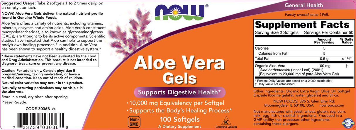 Gels aloe vera - 100 capsules de gel