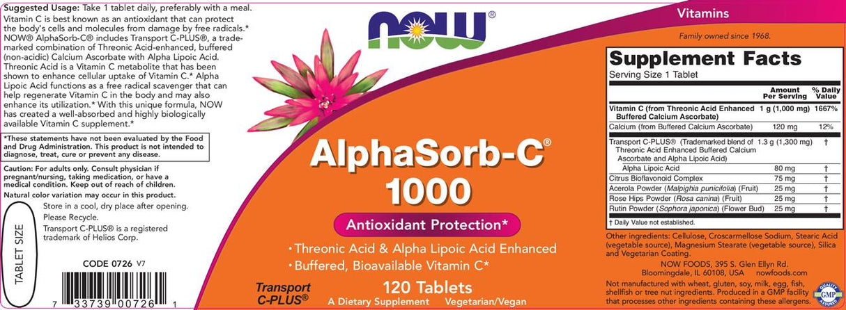AlphaSorb-C 1000 mg - 120 Tablets - Nutra Best Europe